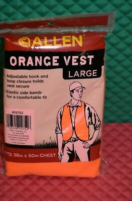 Allen Blaze Orange Safety Vest Fits 38" x 50" Chest Large #15752 - Image 1 of 3