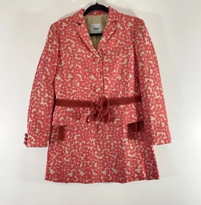 Moschino Barato y Elegante 2 Piezas Falda Traje Mujer 14 Beige/Rojo Floral Blazer Botones Foto 1 de 4