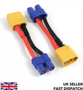 XT60 male to EC3 female (3.5mm bullet) connector lead adaptor/wire/cable 30mm - Picture 1 of 4
