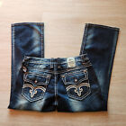 Neuf avec étiquettes botte Rock Revival embellied tucker jeans taille moyenne zippée bleu hommes 42