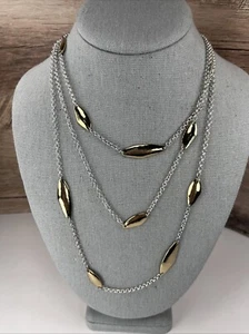 Robert Lee Morris RLM Soho Modernist Minimalist Two Tone Three Strand Necklace - Picture 1 of 8