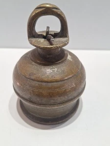 Antique Bronze Bell 4½" Tall 3" Wide, 9" Round Weight 14.2 oz Clapper Replaced - Picture 1 of 10