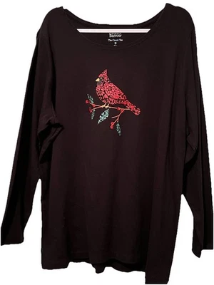 Croft & Barrow Camiseta Clásica Negra con Lentejuelas Rojas Cardenal Navidad Top 2X Nueva con Etiquetas Foto 1 de 4