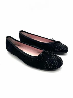 Paul Mayer Size 8 Black Embellished Suede W/ BOX!!! Shoes Flats - Image 1 of 4