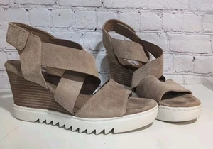 Sofft Womens Size 10 Uxley Desert Suede Platform Wedge Open Toe Sandals Wedge - Picture 1 of 16