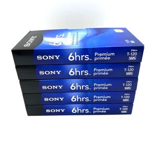 Sony T-120 VL Premium Grade Blank VHS Tapes — 5 Pack — New NOT SEALED - Picture 1 of 10