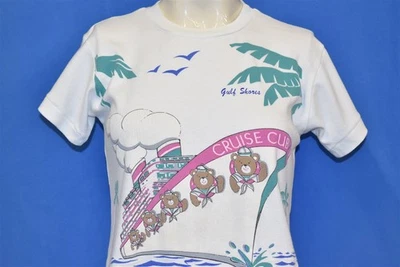 vtg 90s GULF SHORES CRUISE CUB SHIP PALM TREES WAVES NAUTICAL t-shirt YOUTH XL - Image 1 of 4