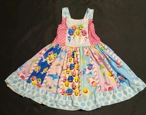 3T Boutique Baby Shark Girls Sleeveless Ruffle Twirl Summer Sundress ships free - Picture 1 of 7