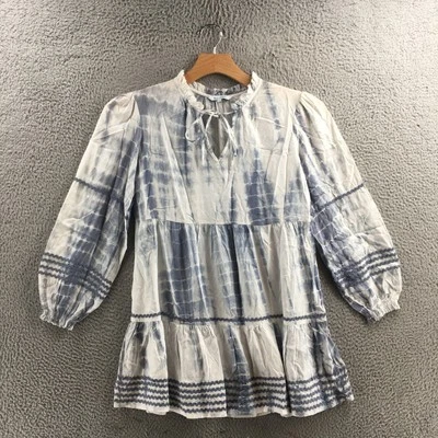 Vestido de manga larga Blue Island para mujer extra pequeño azul blanco cuello en V tie dye informal Foto 1 de 4