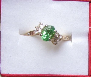 Ladies 14k Yellow Gold Super Rare 1ct Tsavorite and .30 Diamond Ring Size 7.25 - Picture 1 of 12
