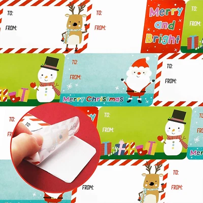 500pcs/roll Christmas Tags Christmas Santa Claus Stickers Self Adhesive Tags New - Image 1 of 4