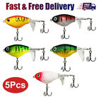 5Pcs Fishing Lures Whopper Plopper Rotating Tail Bait for Bass Pike Chub Tackle