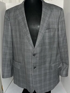 Men’s Joseph Banks Grey Plaid 2 Button Single Vent Blazer 48R Wool - Picture 1 of 11