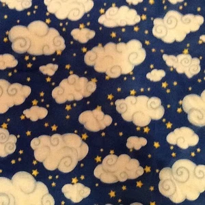 Clouds With Gold Stars Cotton Fabric - Picture 1 of 3