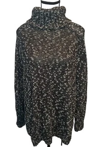 Women’s Lucky Brand BLACK WHITE Turtleneck Pullover Casual Knit Long Sleeve 2X - Picture 1 of 8