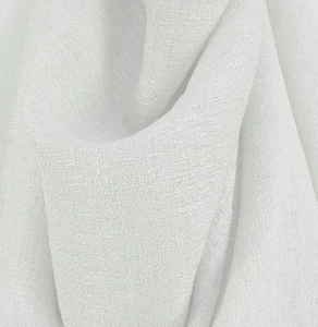 Drapery Upholstery Fabric 108" Extra Wide Nubby Textured Rustic Sheer - White - Picture 1 of 3