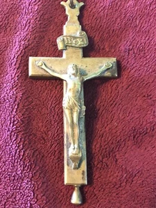 A VERY RARE 18TH CENTURY FRENCH  BRONZE RELIQUARY CROSS CRUCIFIX  - Picture 1 of 4