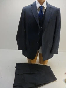 Traje De Colección Botany 500 Para Hombre Lana Azul Marino A Rayas 3 Piezas Talla 40S 35 x 29 Pantalones - Imagen 1 de 6