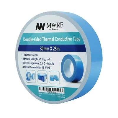 MWRF SOURCE 30mm X 25m (1.18" x 82') Thermal Conductive Adhesive Tape for Coolers, Heat Sink