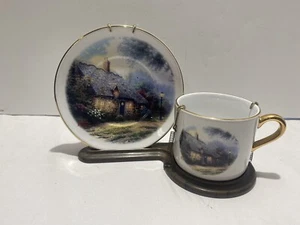 Thomas Kincade “Moonlight Cottage” Matching Mug & Coffee Tea Cup w/display - Picture 1 of 5