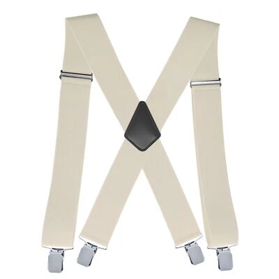 2 Inch Heavy Duty Adjustable X-Back Suspenders with Strong Clips for Work Jeans - Image 1 of 4