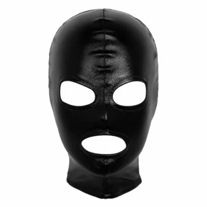 Women Men Wetlook Leather Full Face Mask Hood Open Mouth Headgear Party Hat - Picture 1 of 54