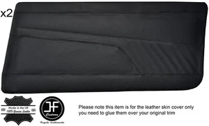 BLACK STICH 2X FRONT DOOR CARD LEATHER COVER FITS ALFA ROMEO SPRINT ALFASUD MK3 - Imagen 1 de 3