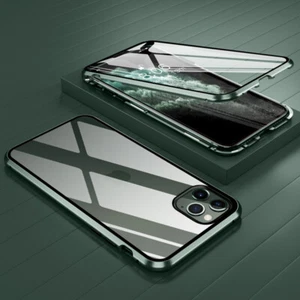 For iPhone 15 14 Pro Max 13 12 11 Magnetic Front+Back Tempered Glass Case Cover - Picture 1 of 19