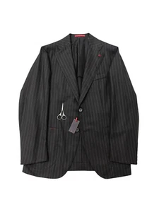 NWD 5400$ ISAIA NAPOLI Dark Gray Striped Hand-Sewn Suit Fine Wool 42 US / 52 EU - Picture 1 of 6