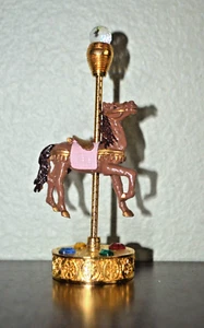Spoontiques Pewter Carousel Horse W/ Crystal Ball Brown Color - Picture 1 of 7