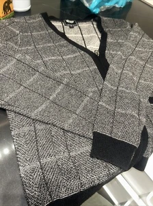 Suéter Todd Snyder Hombres Pequeño Gris y Negro Cremallera 2 Bolsillos Suéter Informal - Imagen 1 de 5