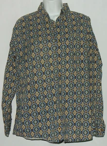 Alan Flusser Men's Long Slv Shirt Sz L Geometric Print Multicolor Oxford Collar# - Picture 1 of 5