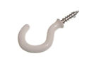 100 X Shouldered White Plastic Coated Screw In Cup Hanger Hooks 25Mm 1 &Quot;
