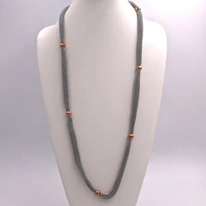 Adami and Martucci Silver Mesh Long Necklace with Rose Gold Balls - Picture 1 of 2