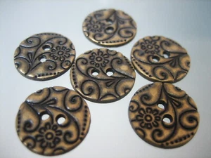 6x edle Metallknöpfe - 13mm - Altmessing - Blusen- Trachten- Puppenknöpfe, Larp  - Picture 1 of 2
