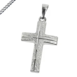 Cross Cross Pendant 925 Silver Rhod. Communion Confirmation Baptism New Also Chain - Picture 1 of 5