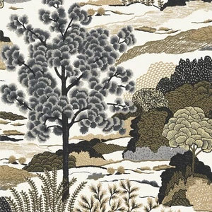 9YD THIBAUT T85041 Daintree Grey Scenic Washable Wallpaper $216 Retail - Picture 1 of 14