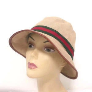 Gucci GG Web-Trimmed Bucket Hat Beige Canvas Size Medium - Picture 1 of 9