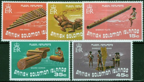 ZAYIX Solomon Islands 254-258 MNH Instruments Music Bauro Gongs Flute 031023S35 Cover