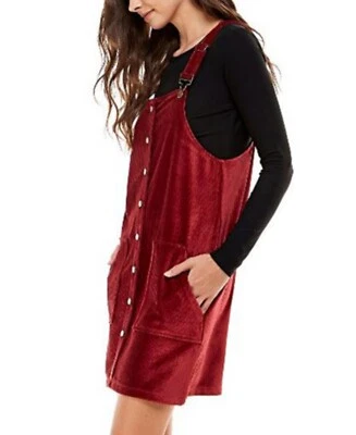 Planet Gold Juniors' Corduroy Overalls Pomegranate Size Medium - Image 1 of 4