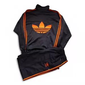 Adidas BIG LOGO MEN'S ADI FIREBIRD TRACKSUIT JACKET & PANTS Orange Size M/L 90s - Picture 1 of 23