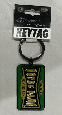 Notre Dame Fighting Irish Metal Keychain Black Nickel Rectangular Key Tag Spirit - Image 1 of 4