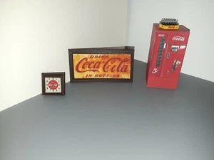 Coke Sign & Coke Clock & Coke Machine 1:24 Scale Diorama Accessory Items - Picture 1 of 6