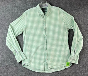 Bonobos Shirt Men Large L Slim Green White Check Cotton Casual Button Up * - Picture 1 of 17