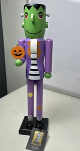 FRANKENSTEIN Nussknacker von Cynthia Rowley hält Kürbis ~ 15 Zoll groß Halloween - Bild 1 von 6