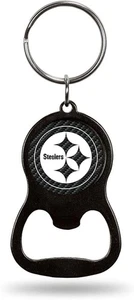 Pittsburgh Steelers Metal Keychain Bottle Opener, Carbon Fiber Design - Picture 1 of 1