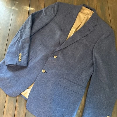 Blazer Hart Schaffner Marx 1887 dois botões azul claro bolsos sem cortes tamanho 44 (B9) - Imagem 1 de 4