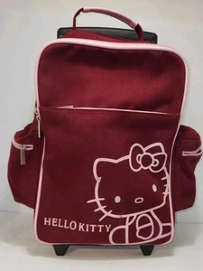 Hello Kitty Suitcase /Backpack w/Wheels RARE Vintage 2004 Sanrio Burgundy w/pink - Picture 1 of 24