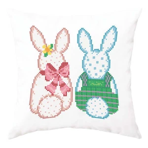 Herrschners® A Pair of Cottontails Pillow Cover Stamped Cross-Stitch Kit - Picture 1 of 1