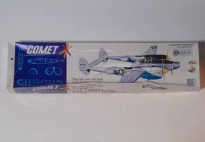 Vintage Comet P38 Lightning Flying Balsa Wood Scale Model Kit 3504 34" Wingspan - Picture 1 of 5